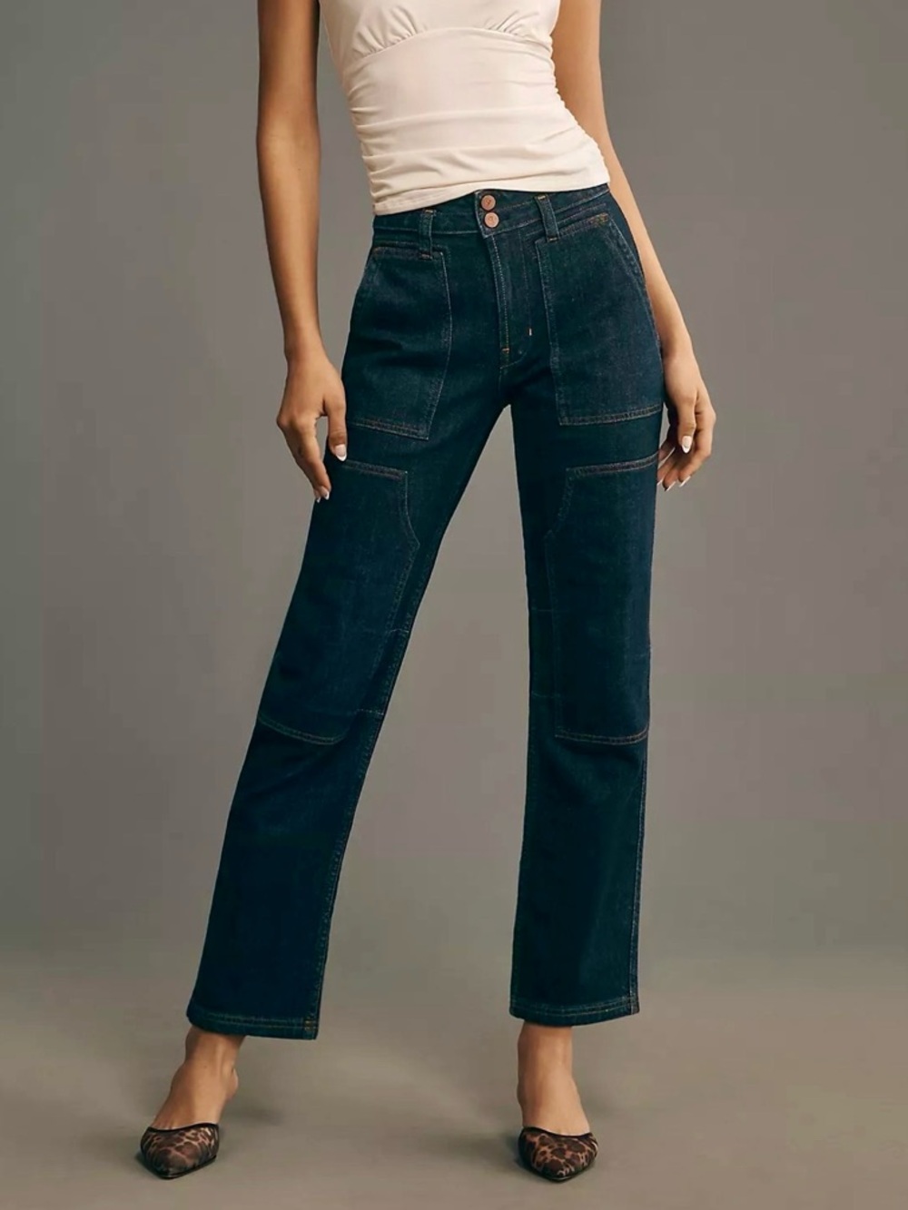 Anthropoligie Pilcro The Wanderer Mid Rise Relaxed Dark Wash Jeans, Size 25